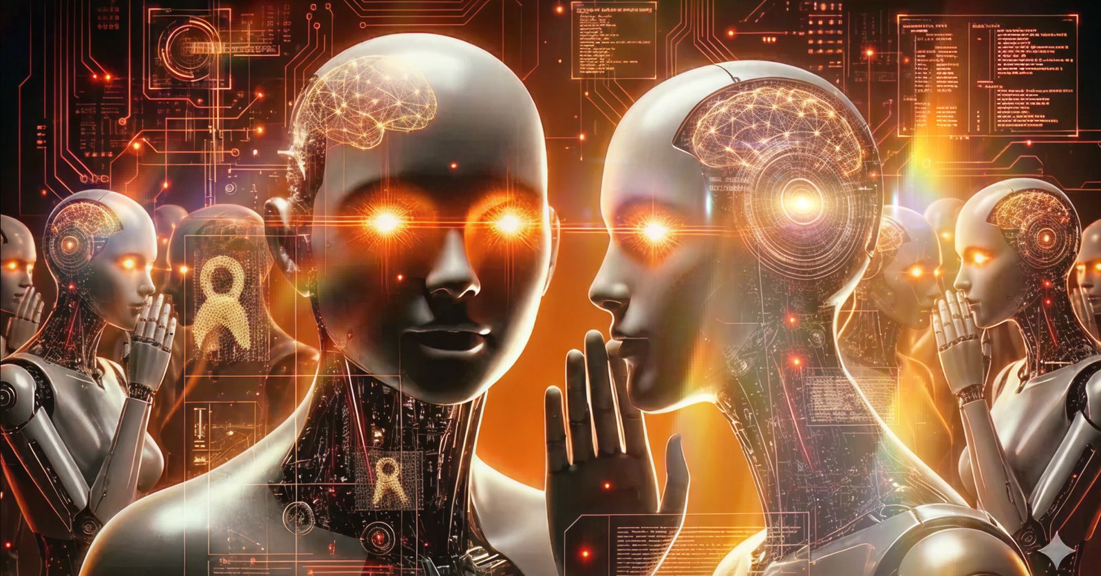 Ilustrasi robot AI dan sistem kecerdasan buatan